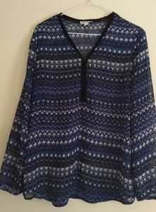 Kim Rogers Sheer Long Sleeve Blouse